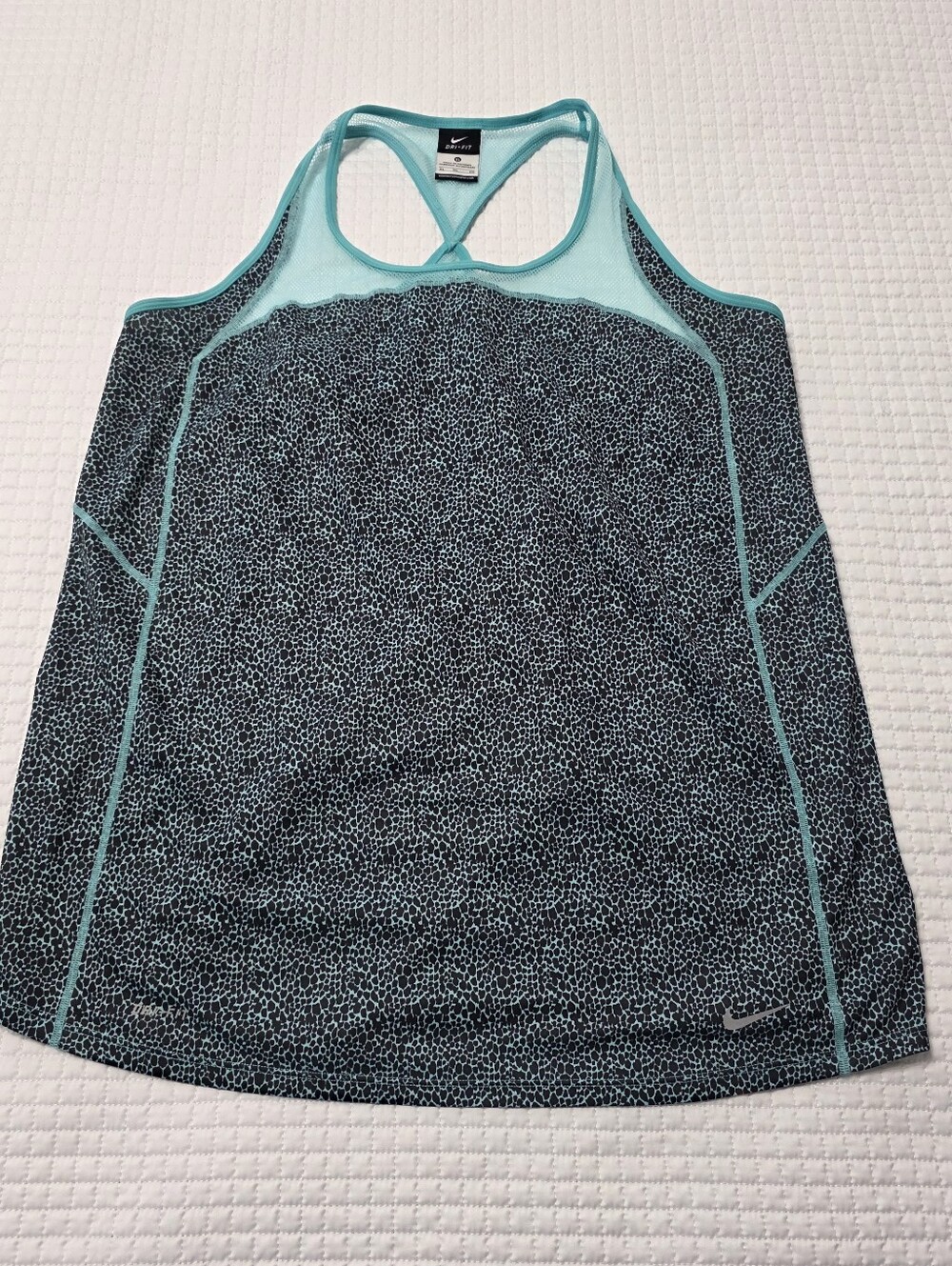 Nike Women’s Racerback Tank Top in Teal and Black Speckle